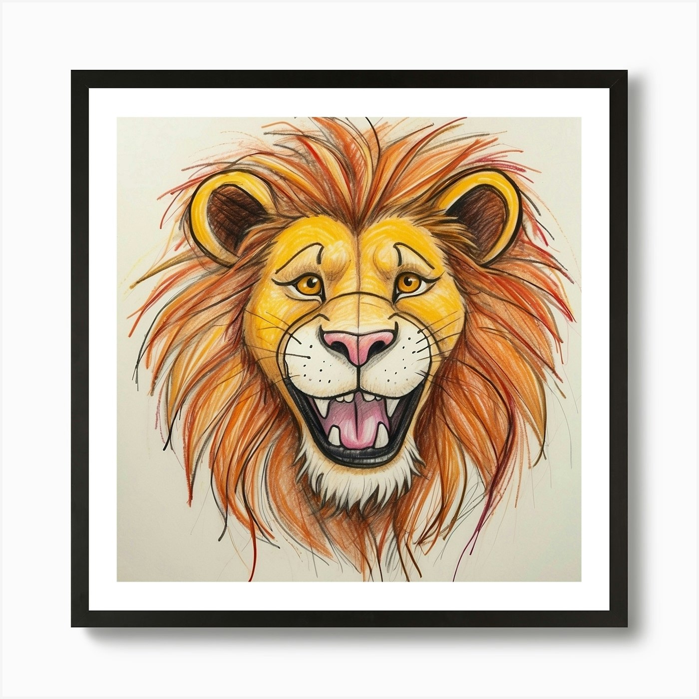 Lion Head 6 Art Print Framed Wall Art Poster Canvas Print Picture