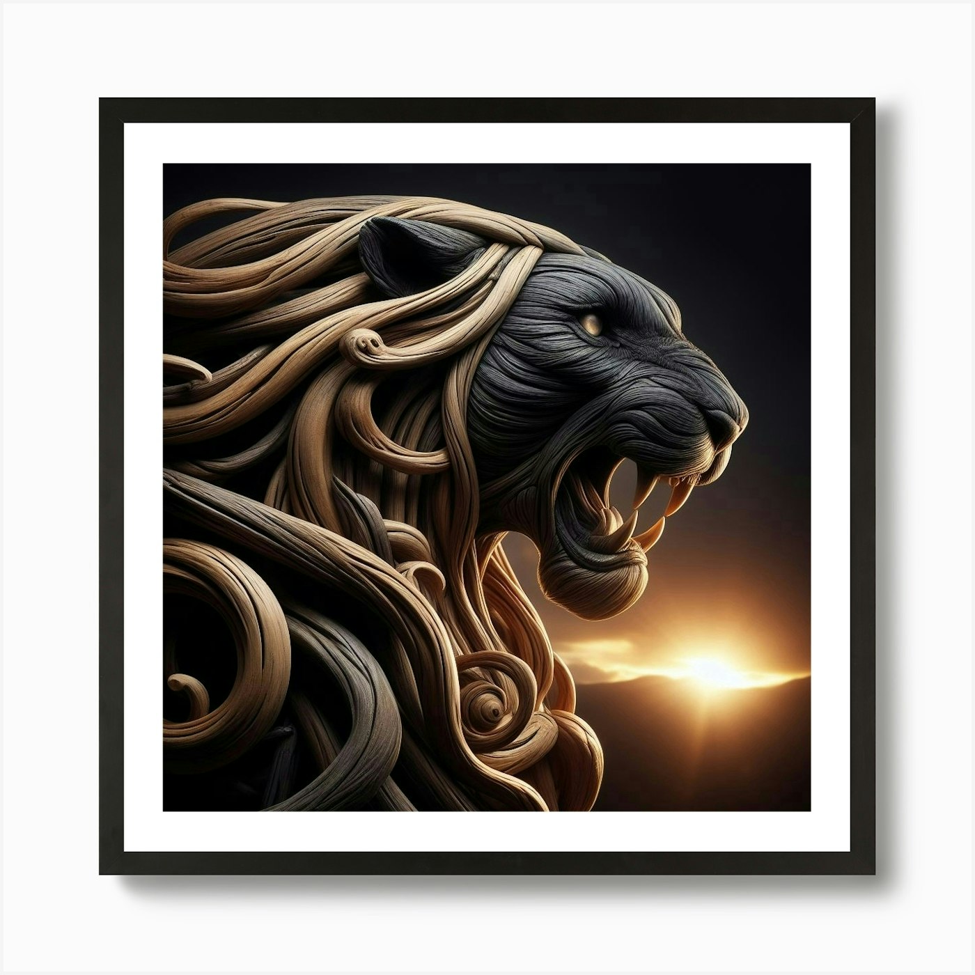 Lion Sculpture Art Print Framed Wall Art Poster Canvas Print Picture