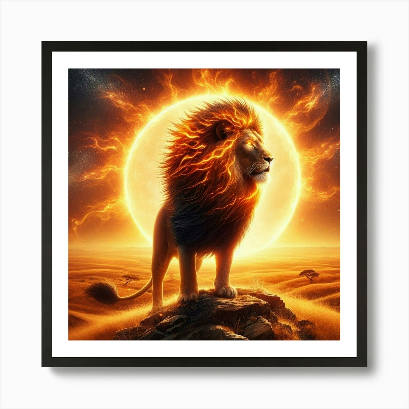 Lion In The Desert 7 Art Print Framed Wall Art Poster Canvas Print Picture