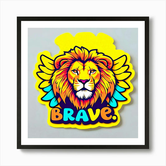 Brave Lion Art Print Framed Wall Art Poster Canvas Print Picture