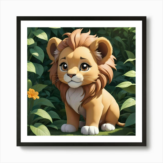 Cute Lion Art Print Framed Wall Art Poster Canvas Print Picture