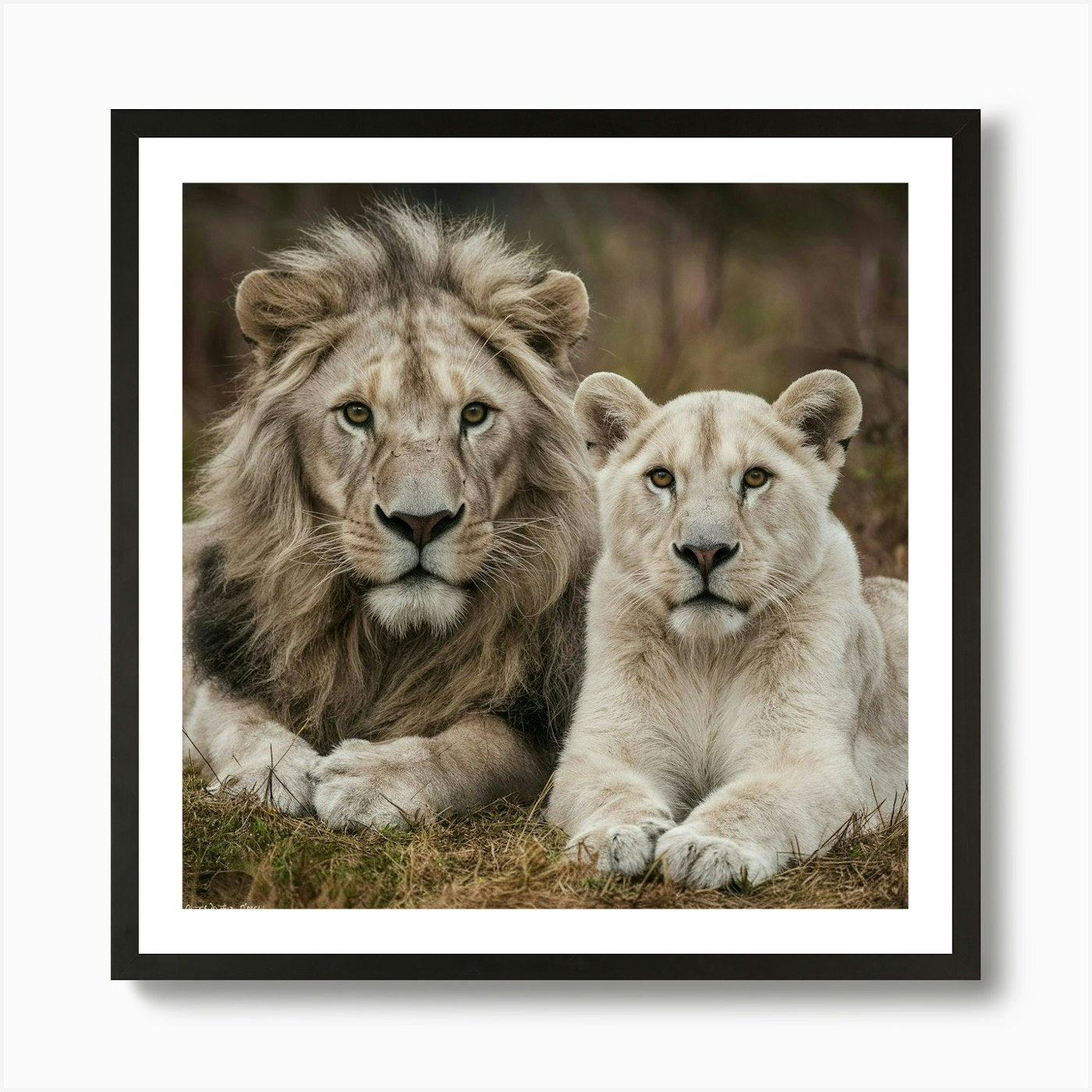 White Lions Art Print Framed Wall Art Poster Canvas Print Picture