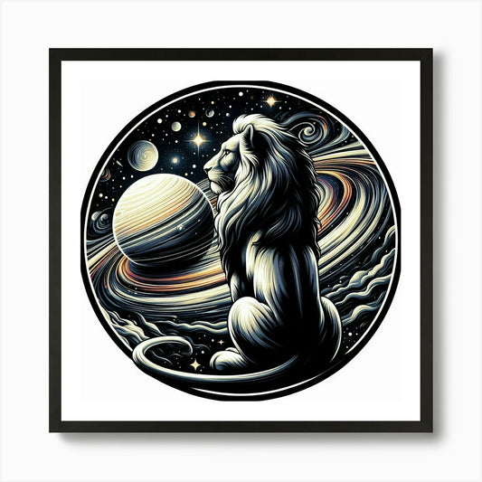 A lion and a cosmic scene Art Print Framed Wall Art Poster Canvas Print Picture