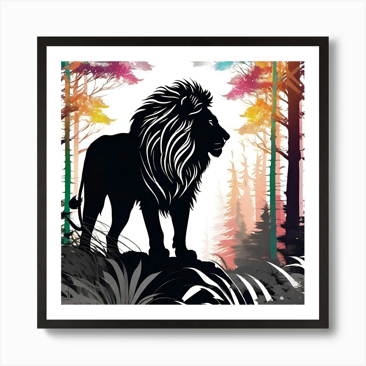 Lion In The Forest 10 Art Print Framed Wall Art Poster Canvas Print Picture