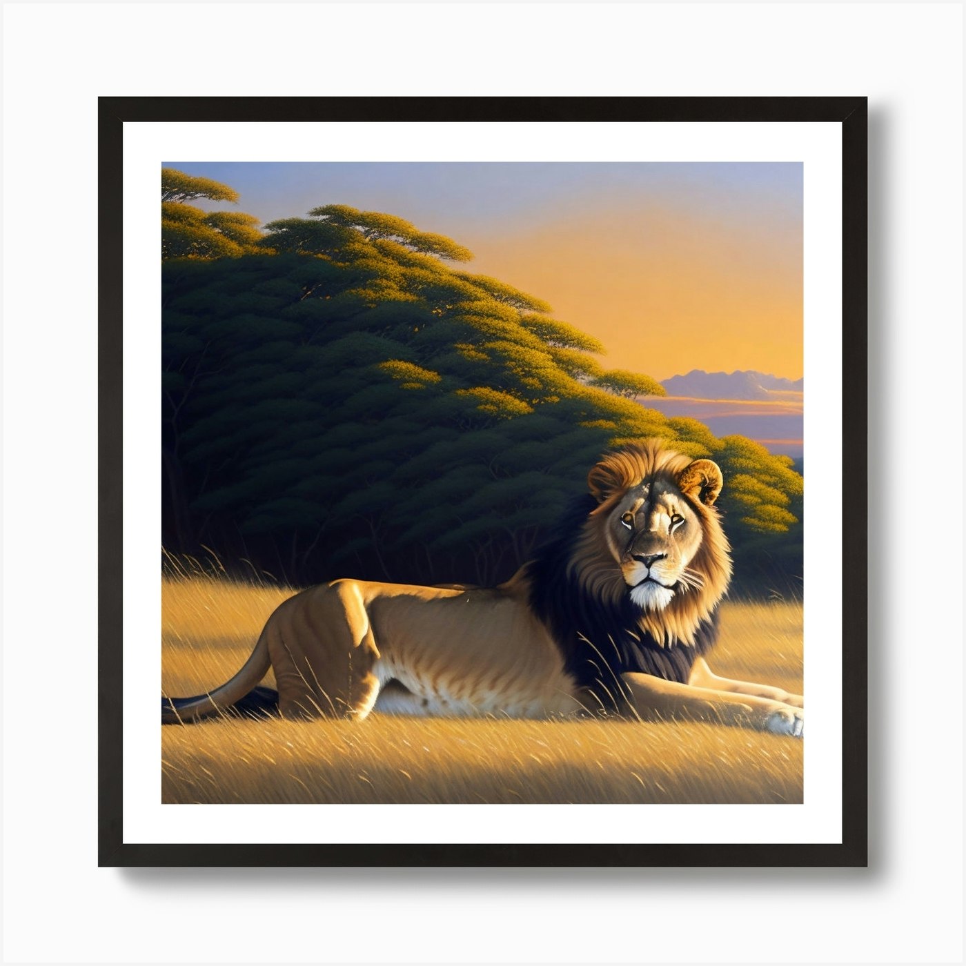 Lion Sight Art Print Framed Wall Art Poster Canvas Print Picture