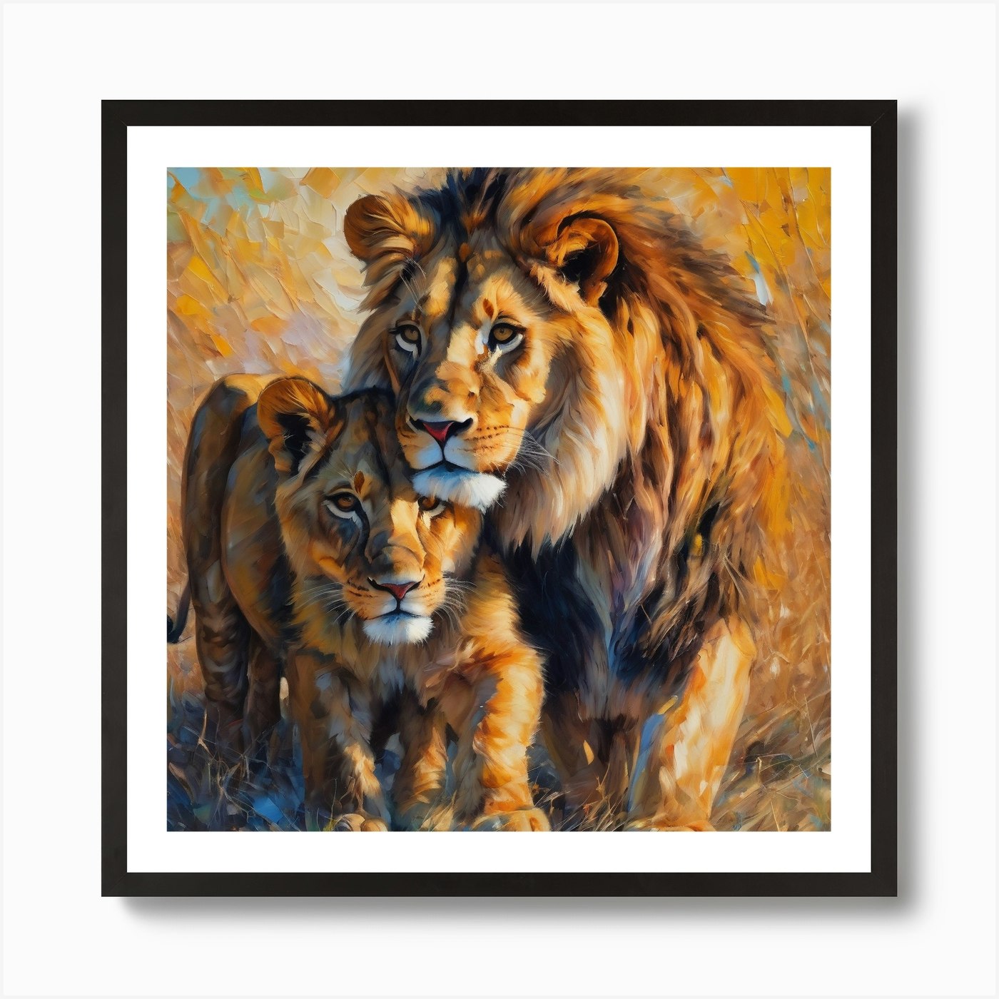 Lions Art Print Framed Wall Art Poster Canvas Print Picture