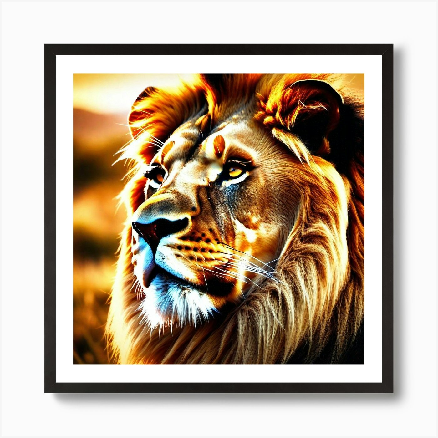 Lion Portrait 3 Art Print Framed Wall Art Poster Canvas Print Picture