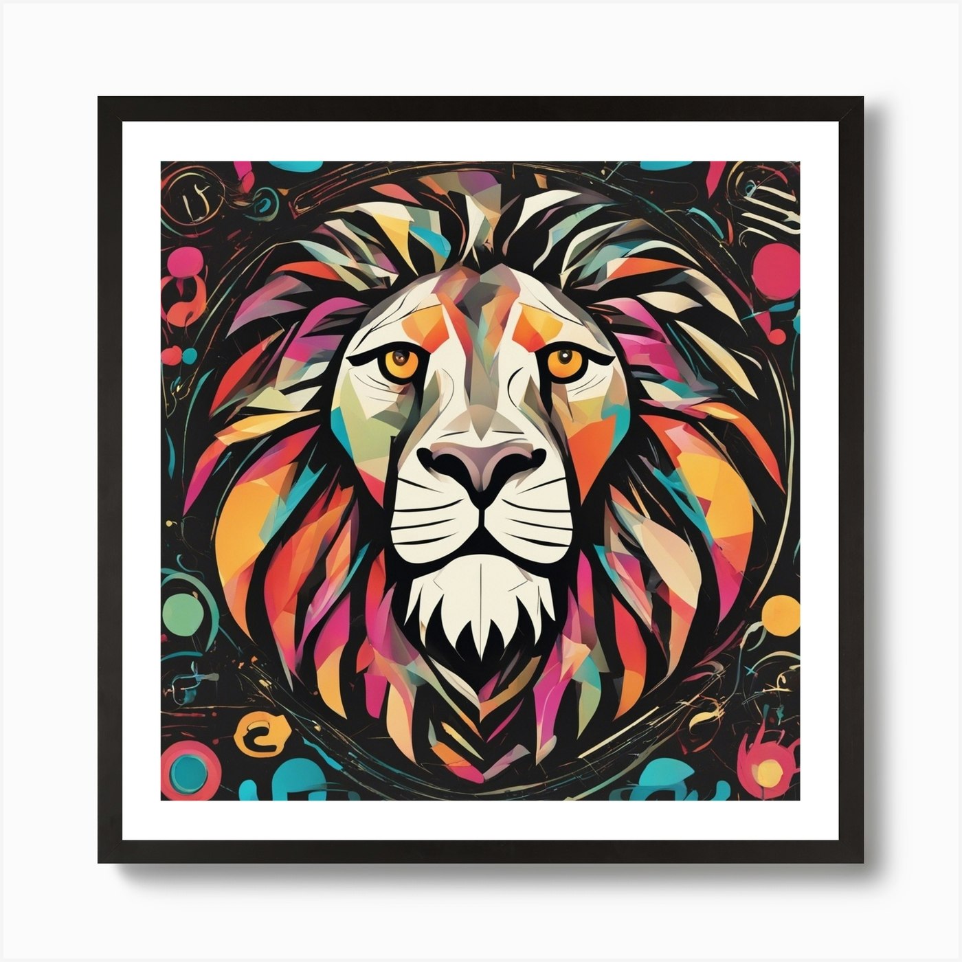 An Image Of A Lion With Letters On  Framed Wall Art Poster Canvas Print Picture