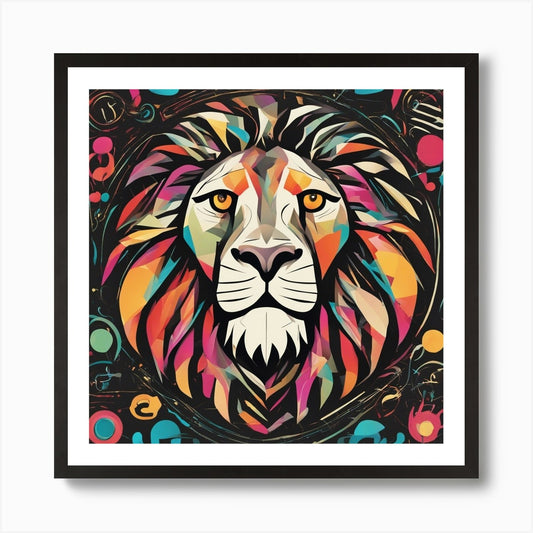 An Image Of A Lion With Letters On  Framed Wall Art Poster Canvas Print Picture