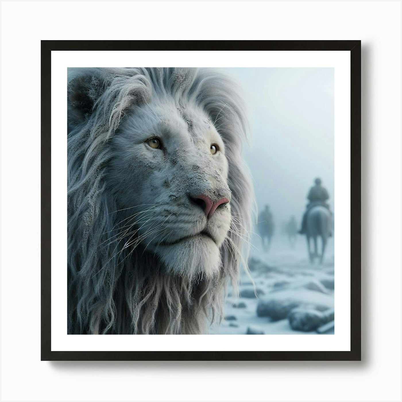 Lion In Winter Art Print Framed Wall Art Poster Canvas Print Picture