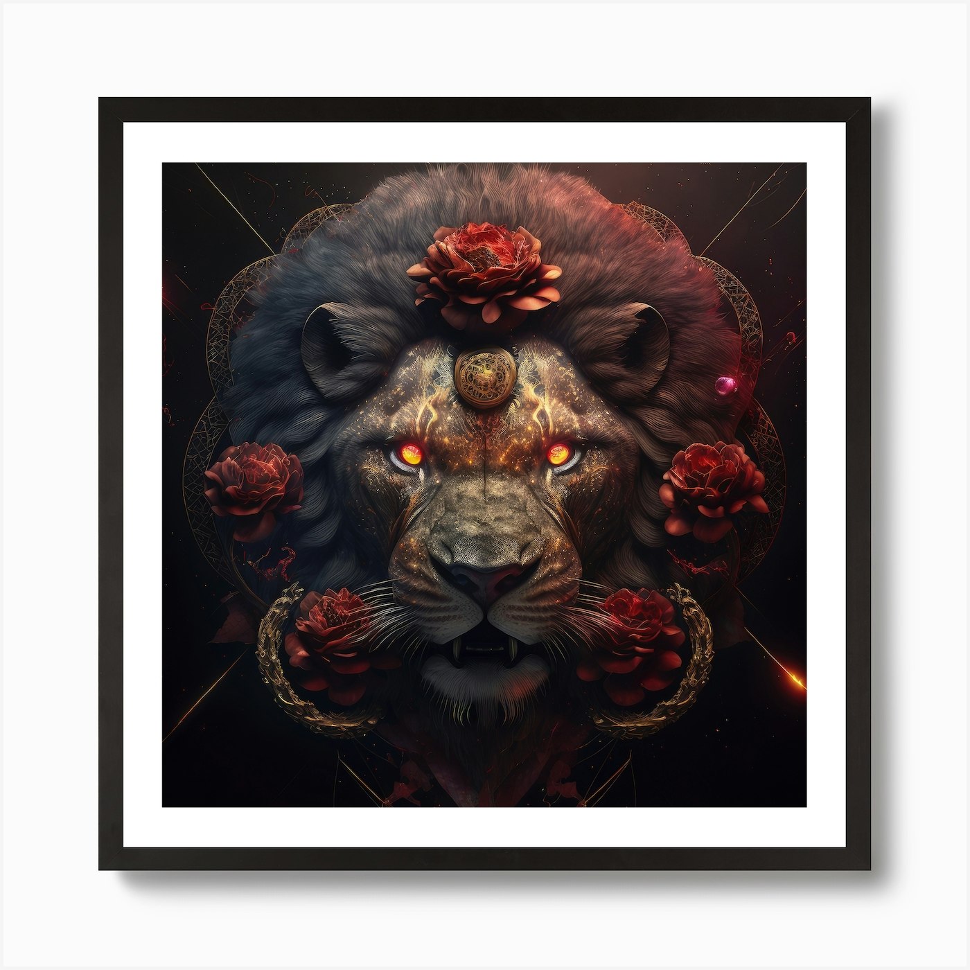 Crimson Lion Pride Art Print Framed Wall Art Poster Canvas Print Picture