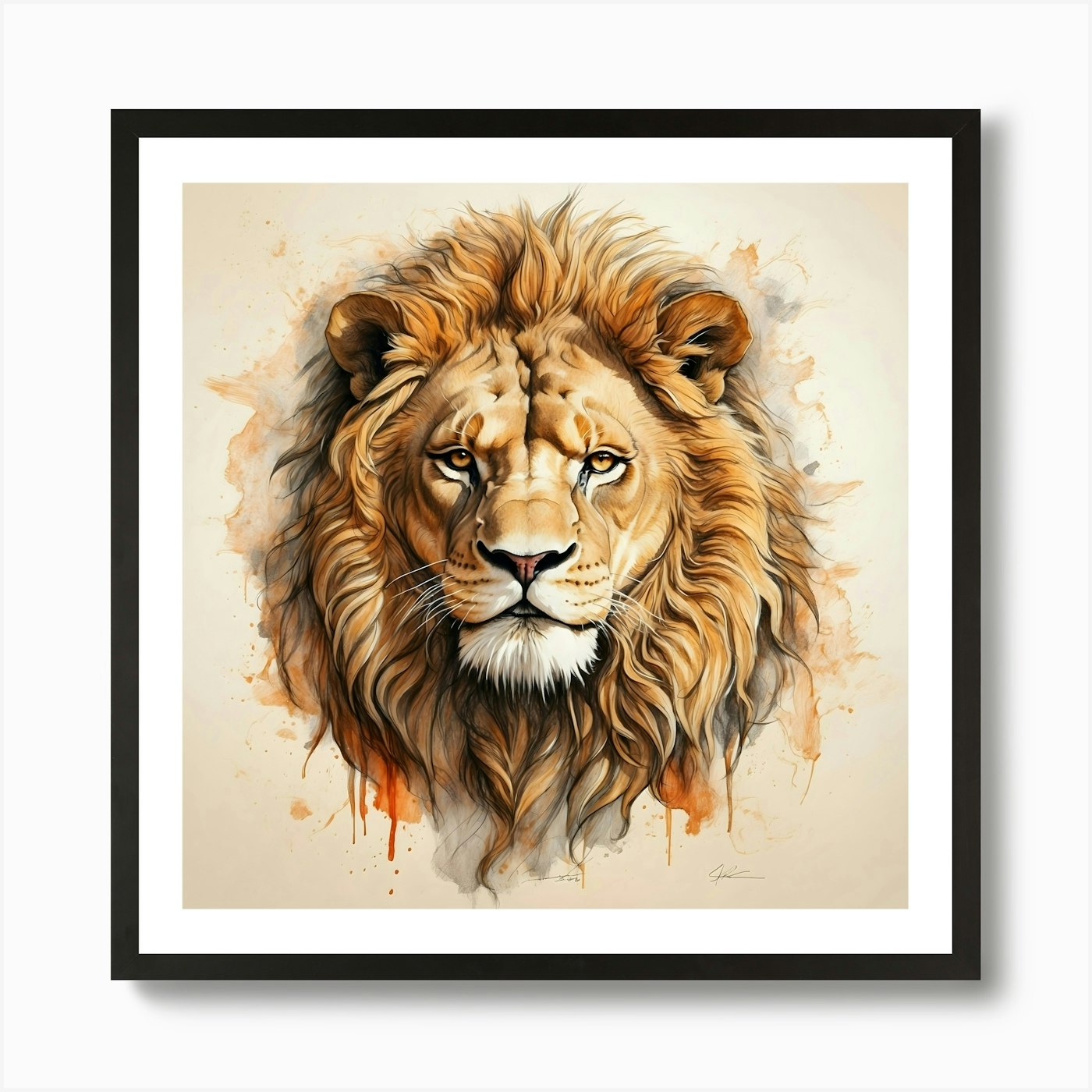 Lion Head 4 Art Print Framed Wall Art Poster Canvas Print Picture