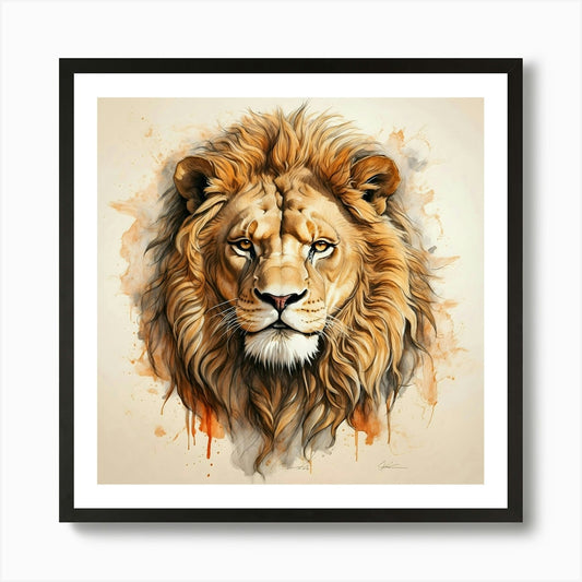 Lion Head 4 Art Print Framed Wall Art Poster Canvas Print Picture