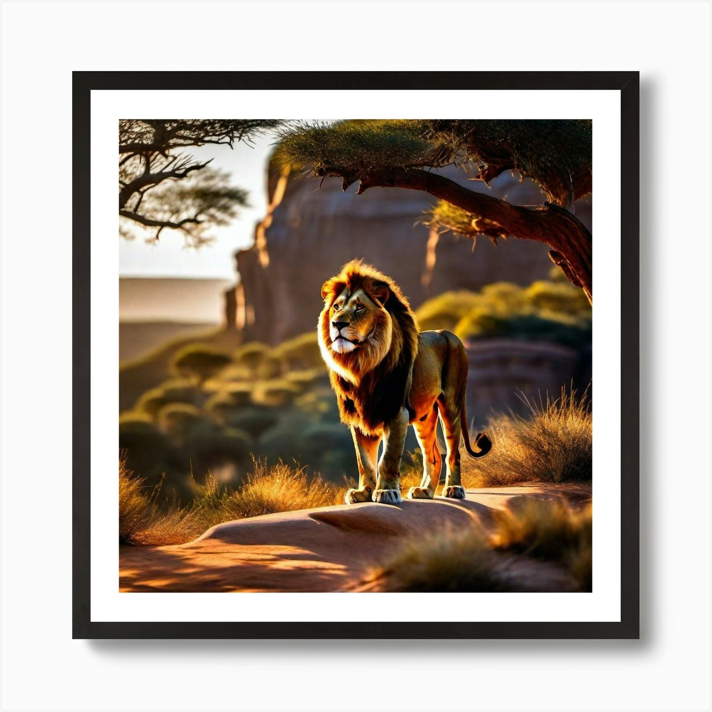 Lion In The Desert 2 Art Print Framed Wall Art Poster Canvas Print Picture
