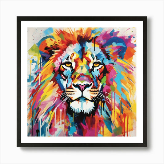 Lion rainbow Art Print Framed Wall Art Poster Canvas Print Picture