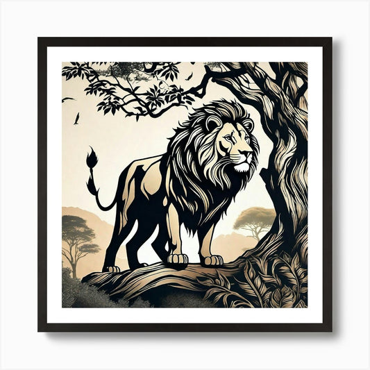 Lion In The Forest 37 Art Print Framed Wall Art Poster Canvas Print Picture