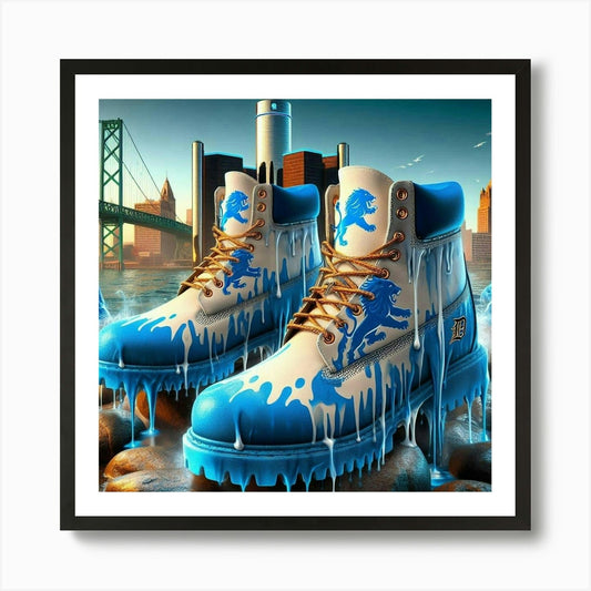 Detroit Lions Boots Art Print Framed Wall Art Poster Canvas Print Picture