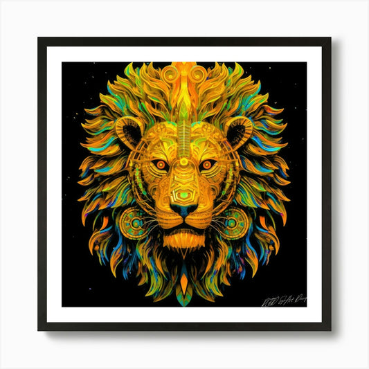 Wild Cat - Lion Of The Night Art Pr Framed Wall Art Poster Canvas Print Picture