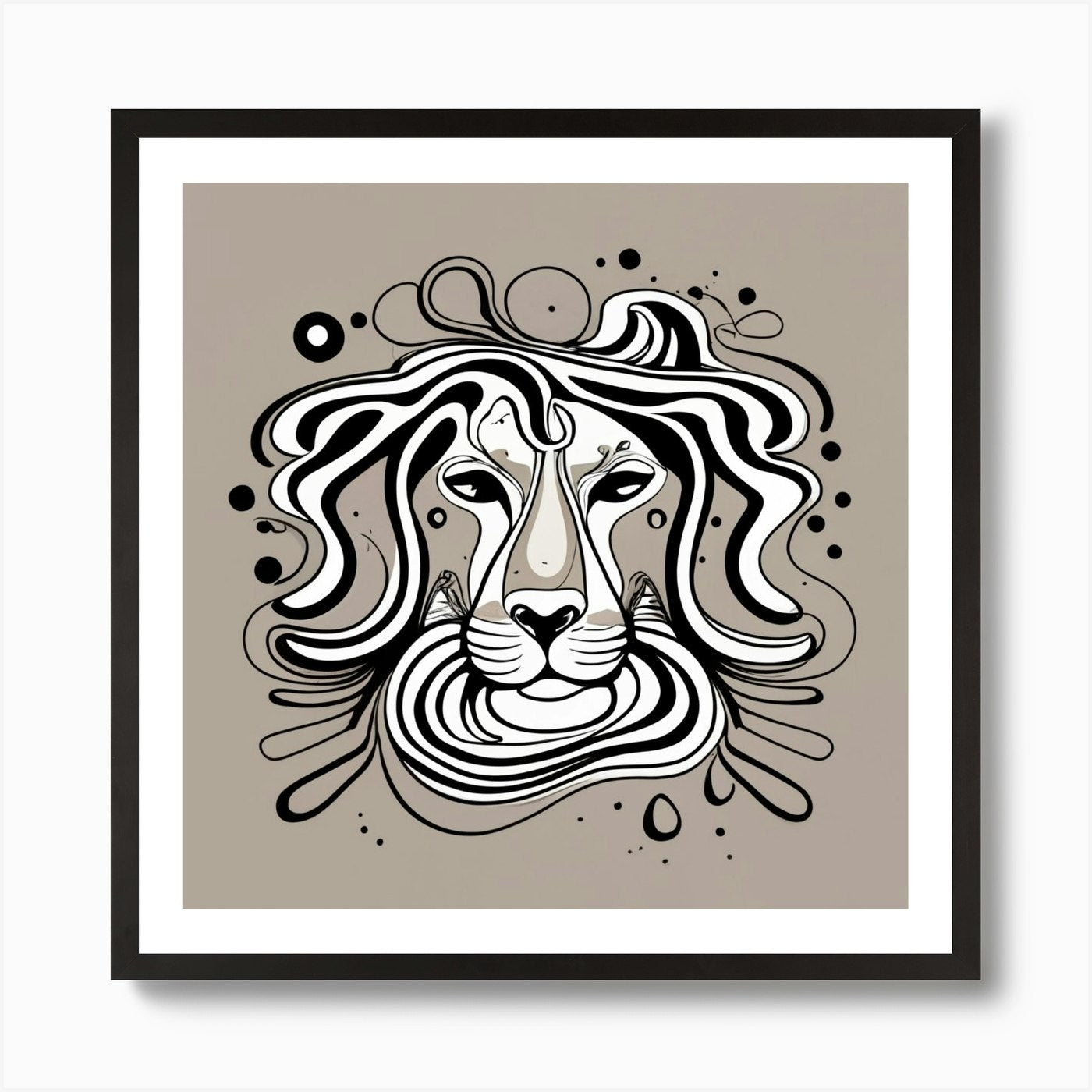 Lion Head, with melting hair Art Pr Framed Wall Art Poster Canvas Print Picture