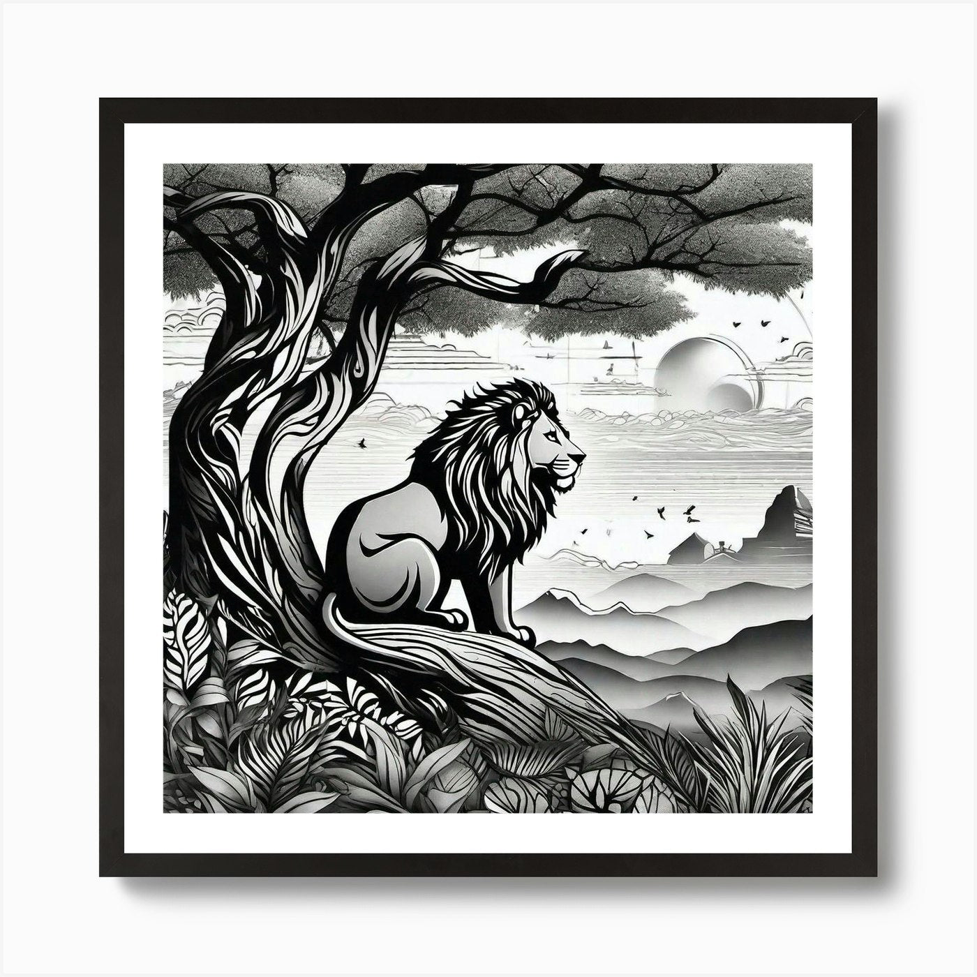 Lion In The Forest 10 Art Print Framed Wall Art Poster Canvas Print Picture
