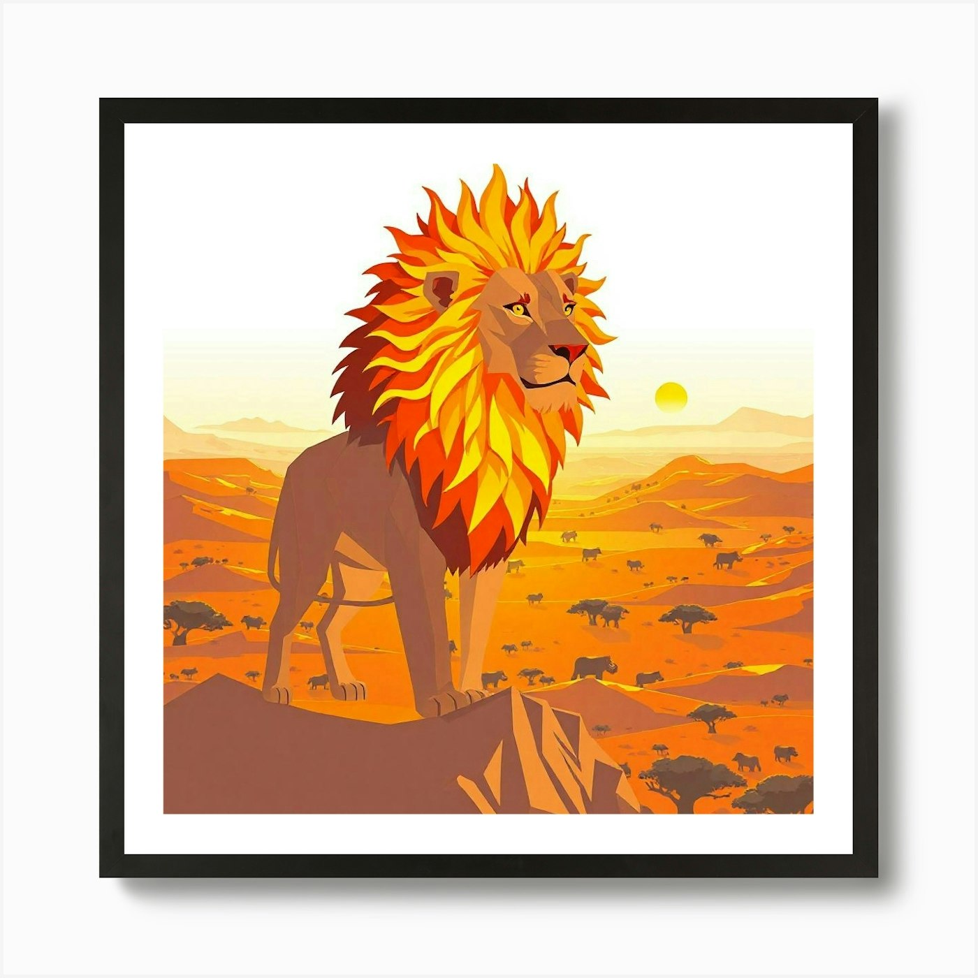 Lion In The Desert 9 Art Print Framed Wall Art Poster Canvas Print Picture