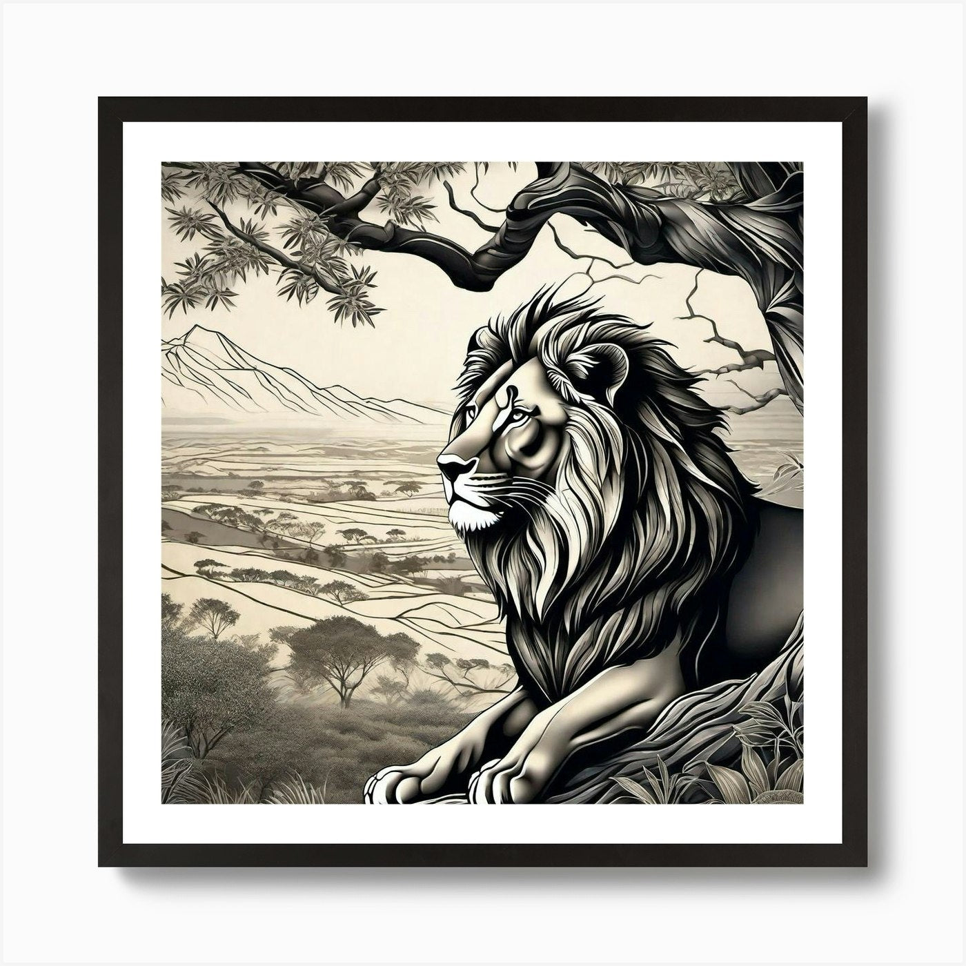 Lion In The Forest 13 Art Print Framed Wall Art Poster Canvas Print Picture