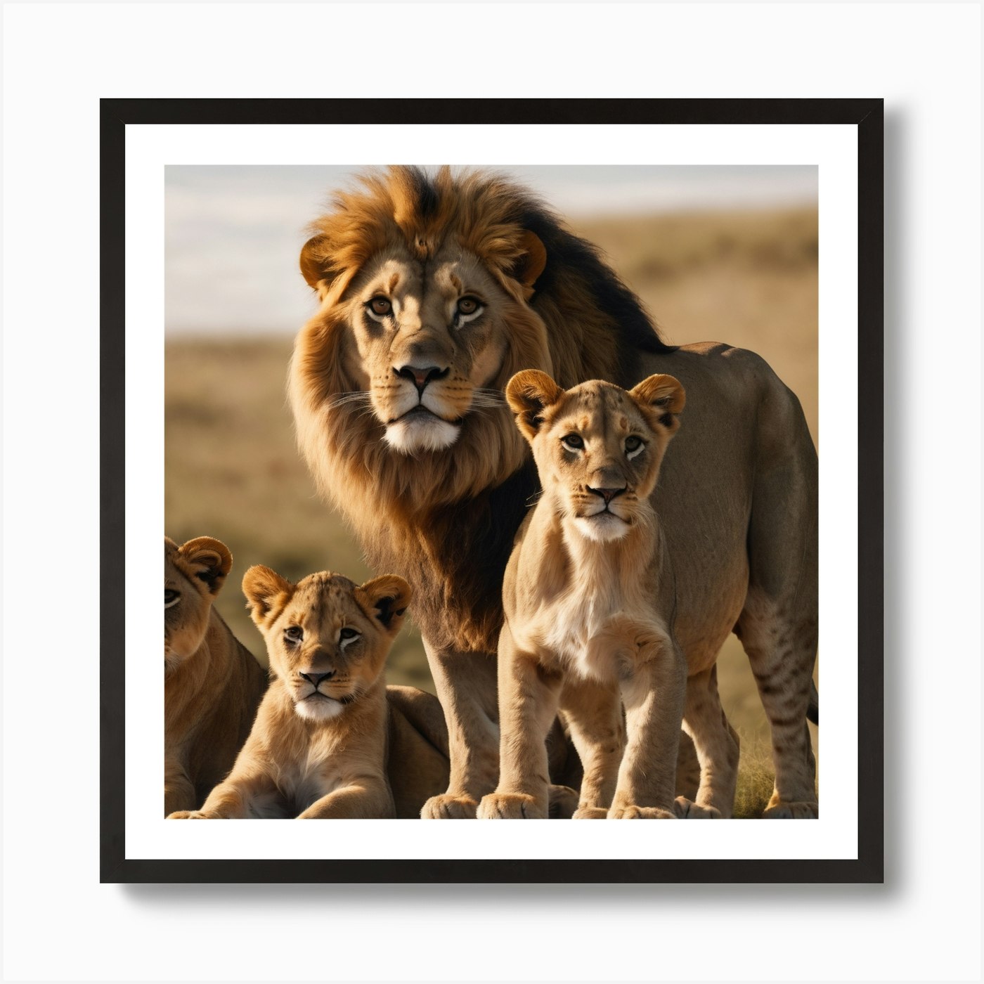 la familles de lion Art Print Framed Wall Art Poster Canvas Print Picture