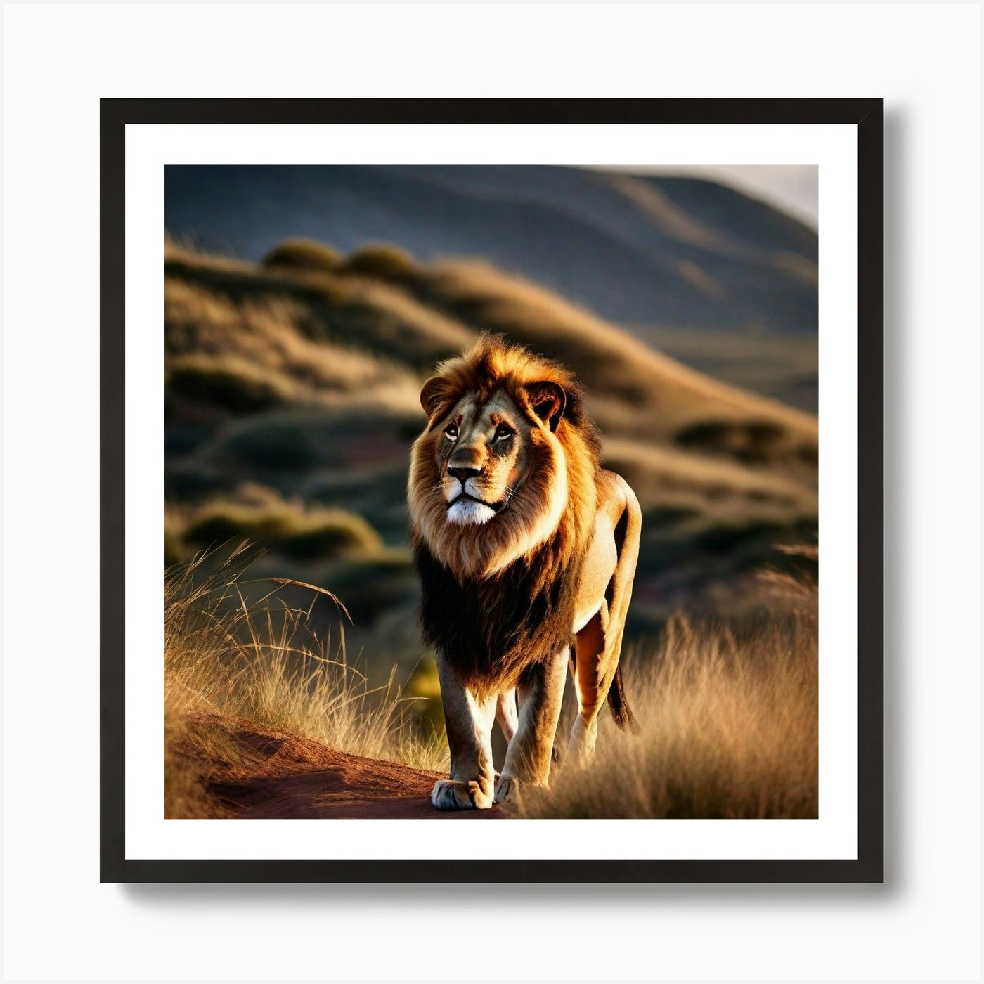Lion In The Wild 1 Art Print Framed Wall Art Poster Canvas Print Picture