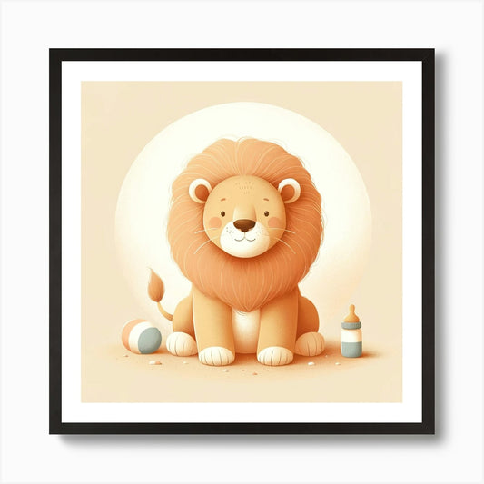Cute Lion 1 Art Print Framed Wall Art Poster Canvas Print Picture