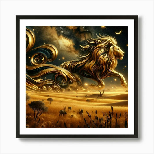 Lion In The Desert 4 Art Print Framed Wall Art Poster Canvas Print Picture