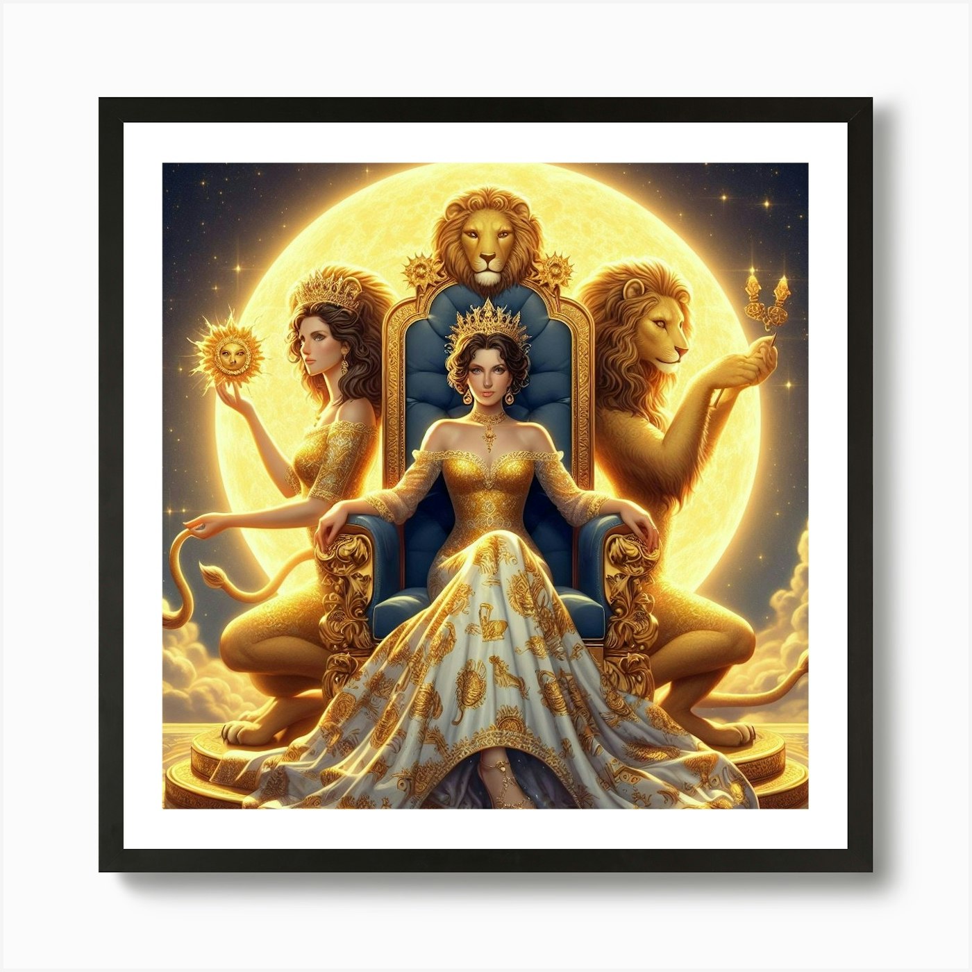 Queen Of The Lions Art Print Framed Wall Art Poster Canvas Print Picture