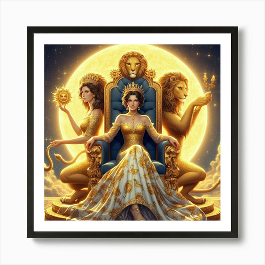 Queen Of The Lions Art Print Framed Wall Art Poster Canvas Print Picture