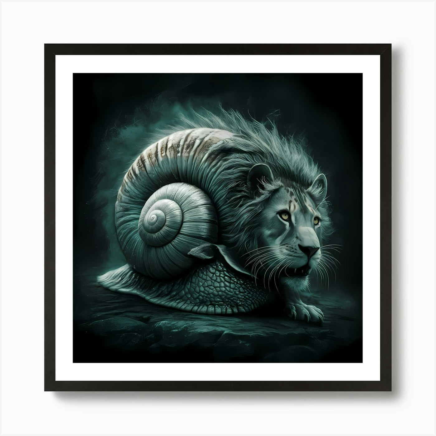 Lion And Snail 1 Art Print Framed Wall Art Poster Canvas Print Picture