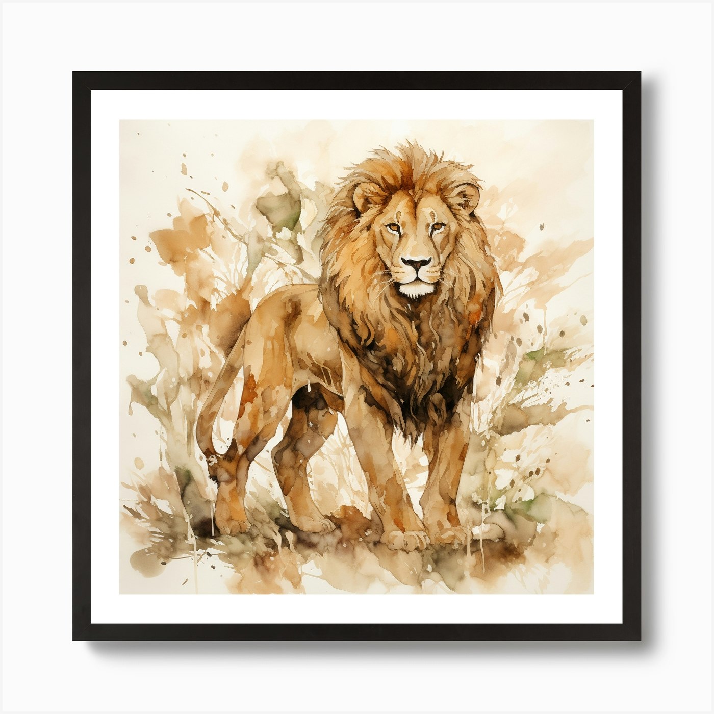 Lion Watercolor Painting Art Print Framed Wall Art Poster Canvas Print Picture