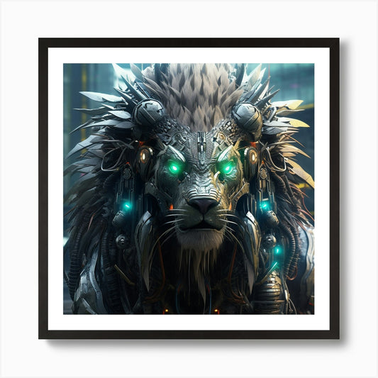 Armadiler Lion Worior Futuristic St Framed Wall Art Poster Canvas Print Picture