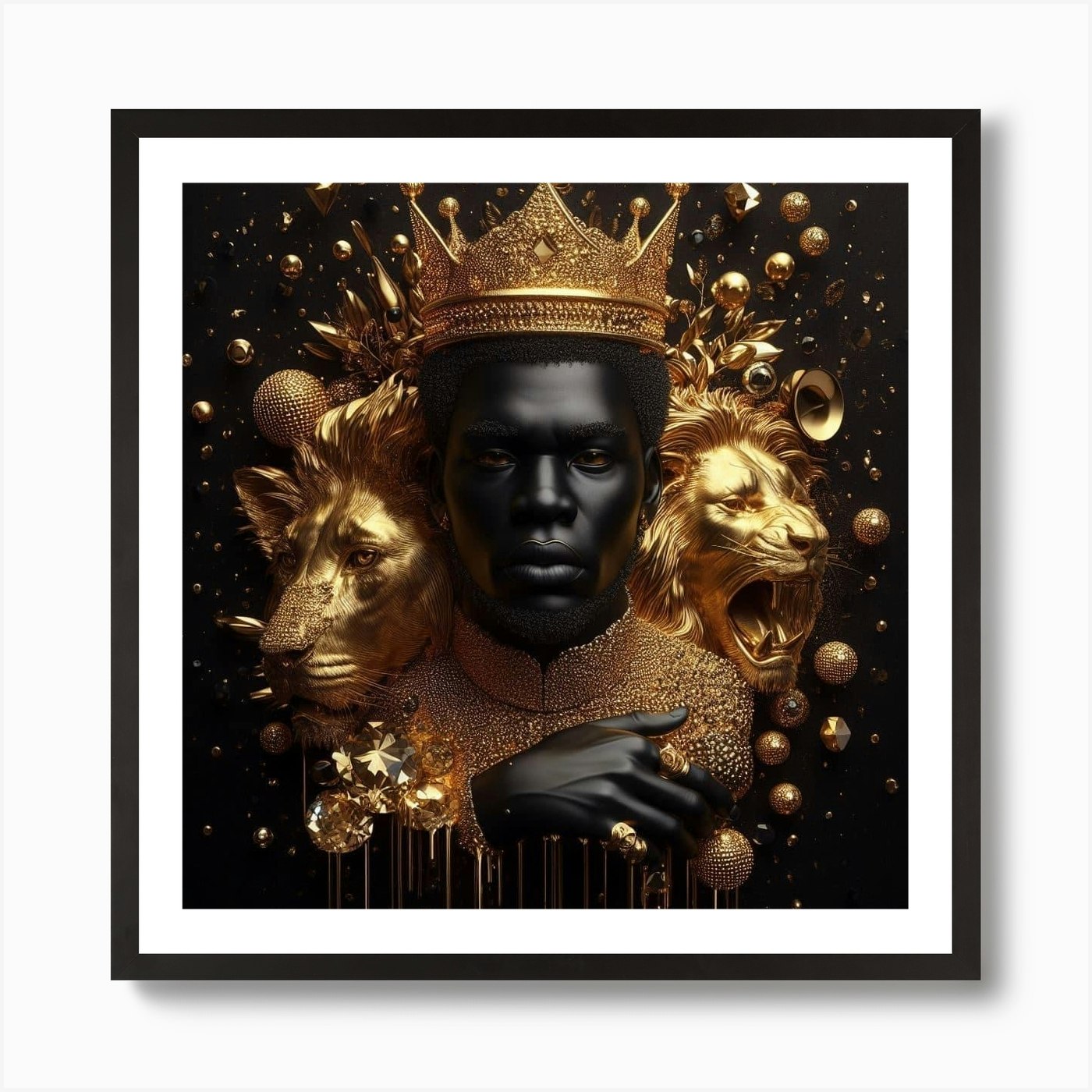 King Of Lions Art Print Framed Wall Art Poster Canvas Print Picture