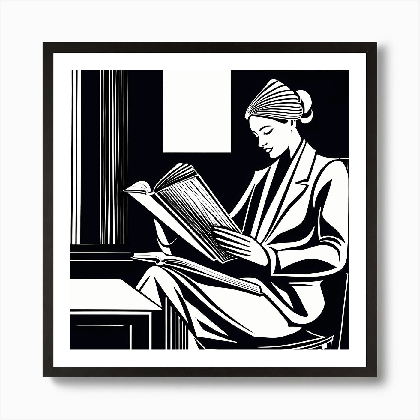 Just a girl who loves to read, Lion Framed Wall Art Poster Canvas Print Picture