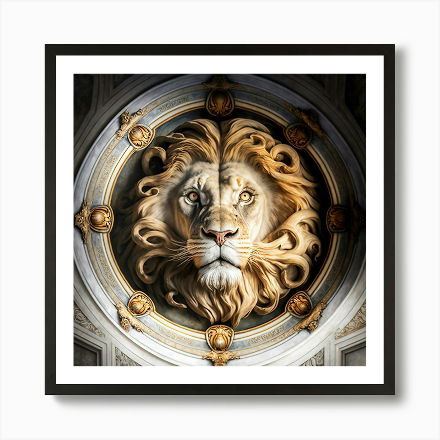 Lion Head Art Print Framed Wall Art Poster Canvas Print Picture