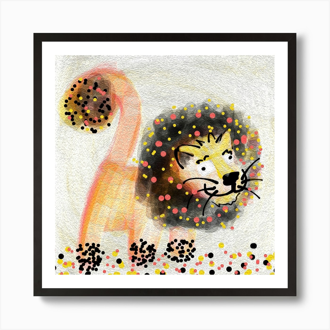Lion With Polka Dots Art Print Framed Wall Art Poster Canvas Print Picture