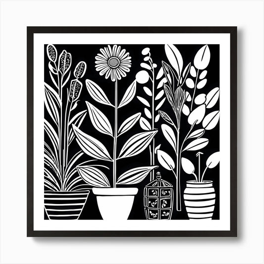 Lion cut inspired Black and white G Framed Wall Art Poster Canvas Print Picture