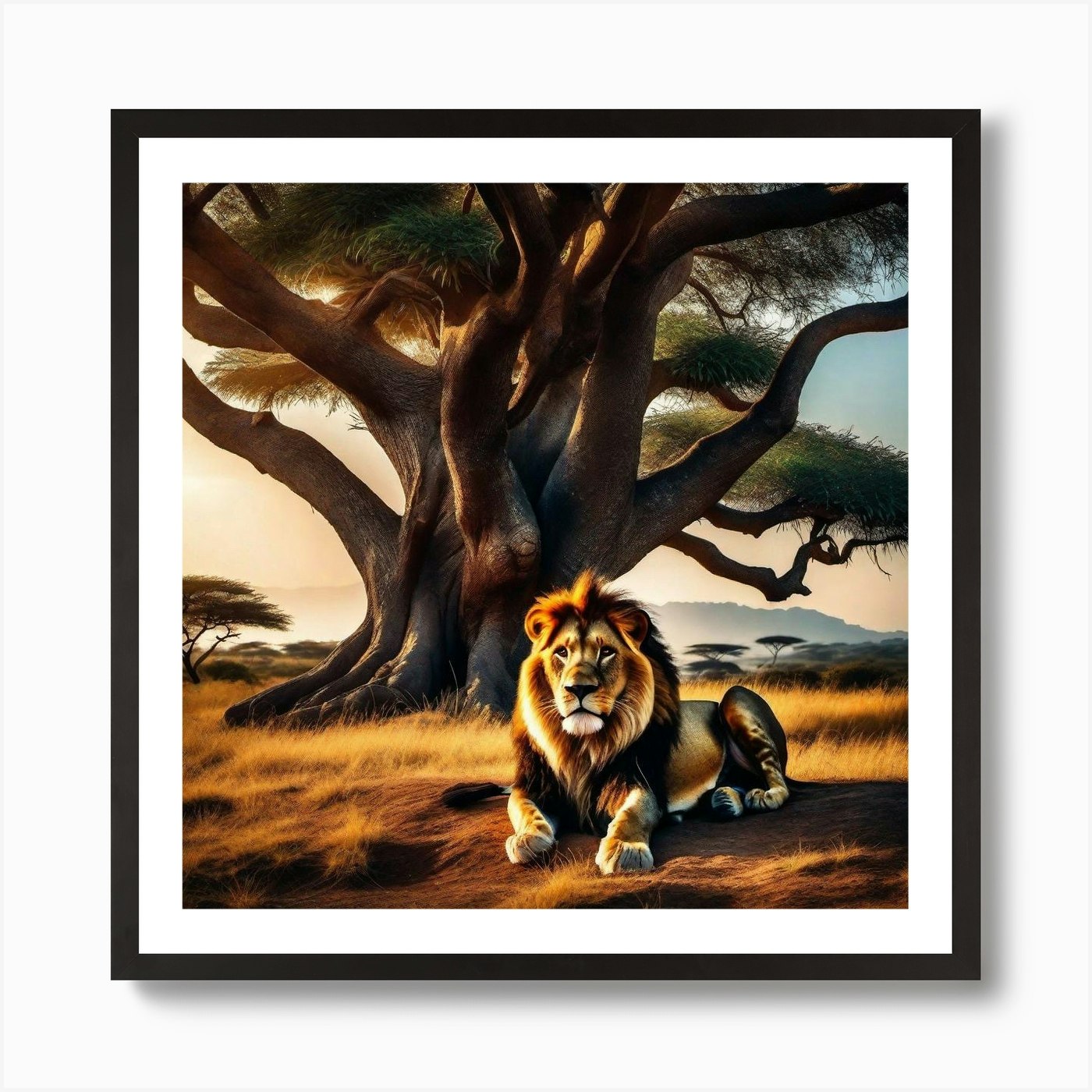 Lion Under The Tree 19 Art Print Framed Wall Art Poster Canvas Print Picture