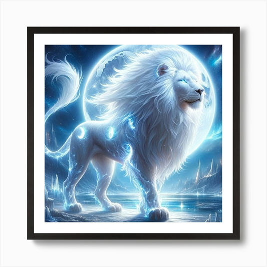 Lion In The Moonlight Art Print Framed Wall Art Poster Canvas Print Picture