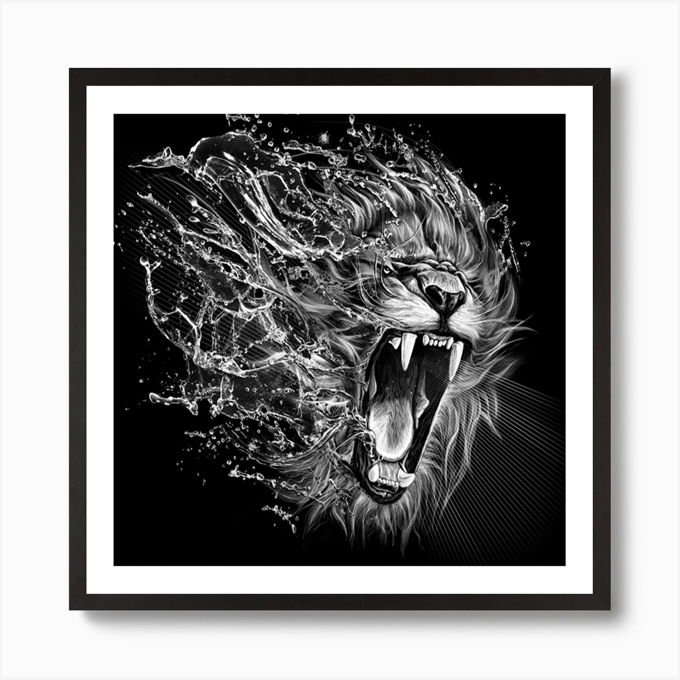 Lion Furious Abstract Desing Furiou Framed Wall Art Poster Canvas Print Picture