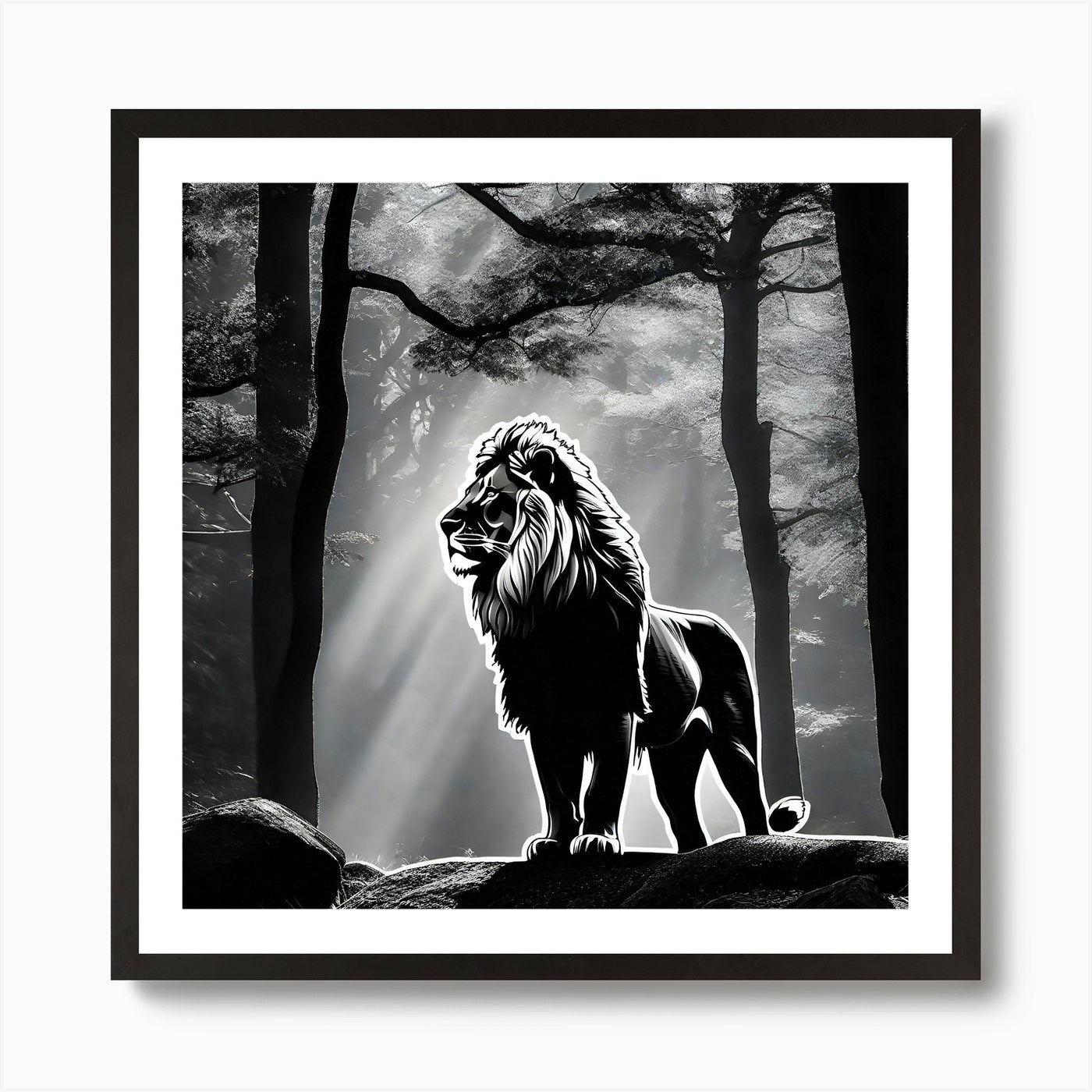 Lion In The Forest 24 Art Print Framed Wall Art Poster Canvas Print Picture