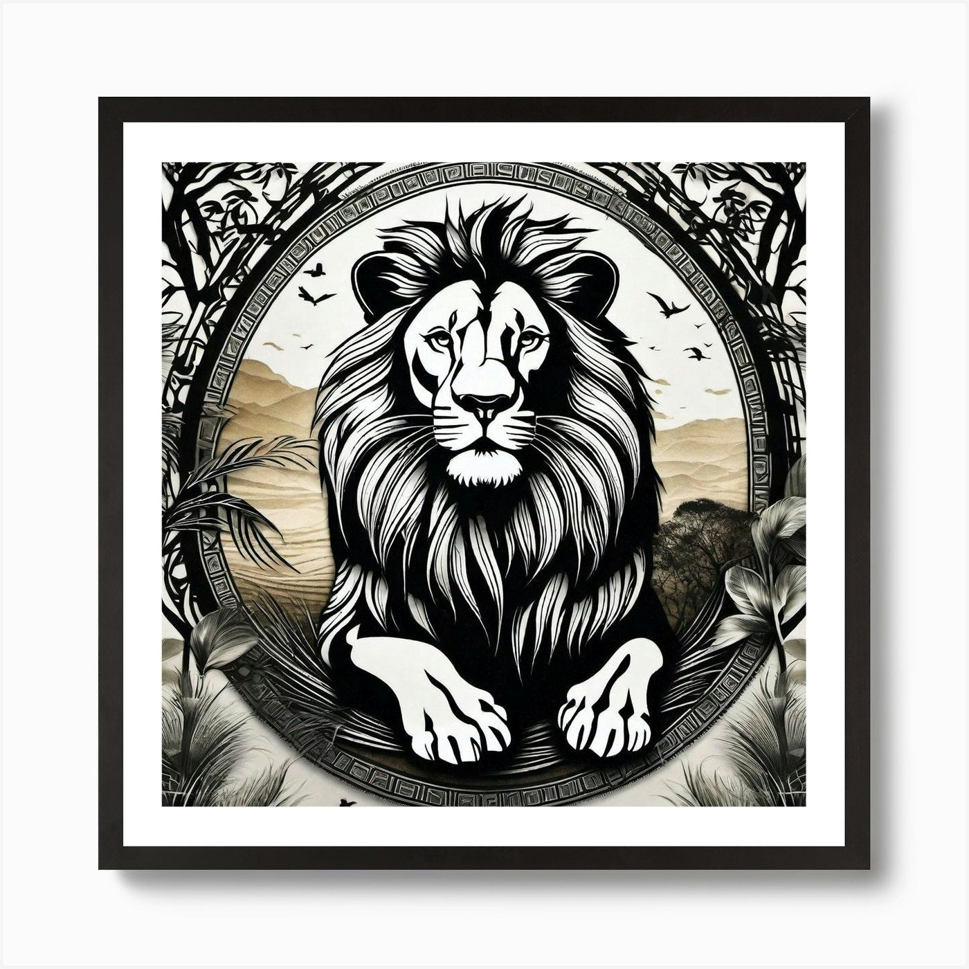 Lion In The Forest 23 Art Print Framed Wall Art Poster Canvas Print Picture