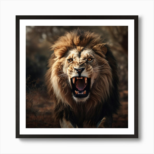 Lion Roaring Art Print Framed Wall Art Poster Canvas Print Picture