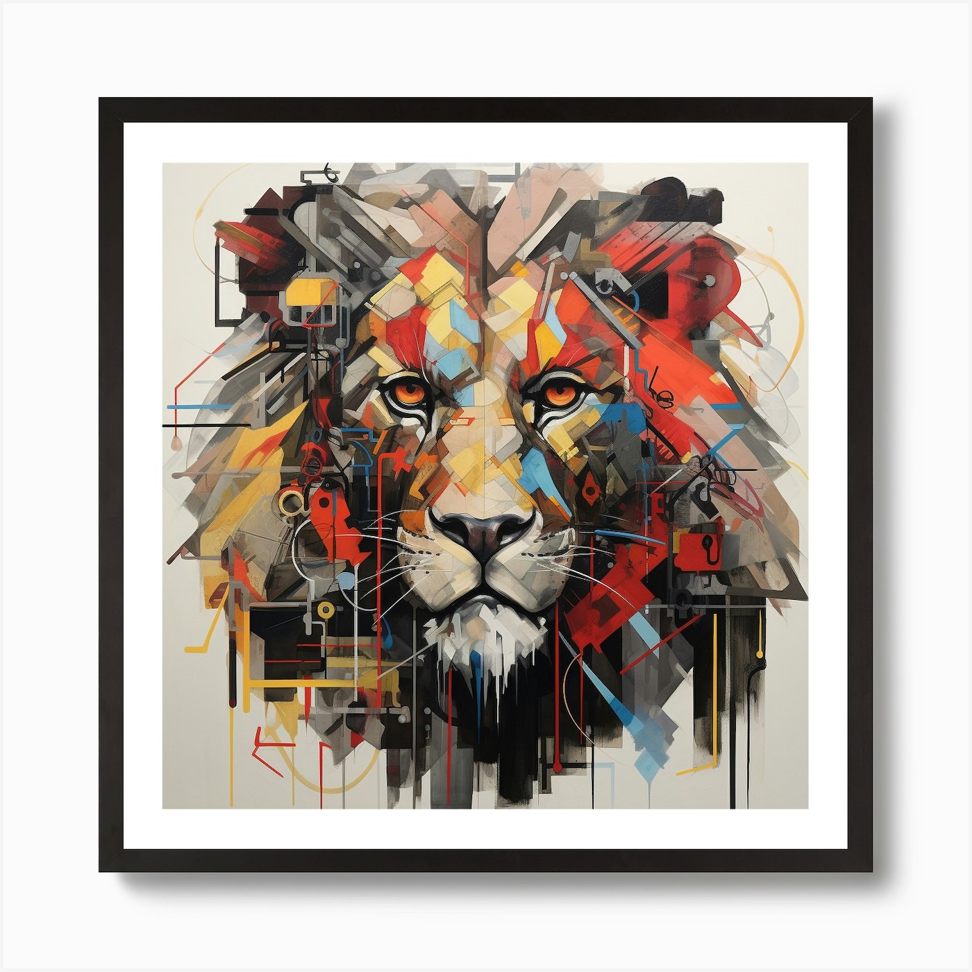 Lion Face Art Print Framed Wall Art Poster Canvas Print Picture