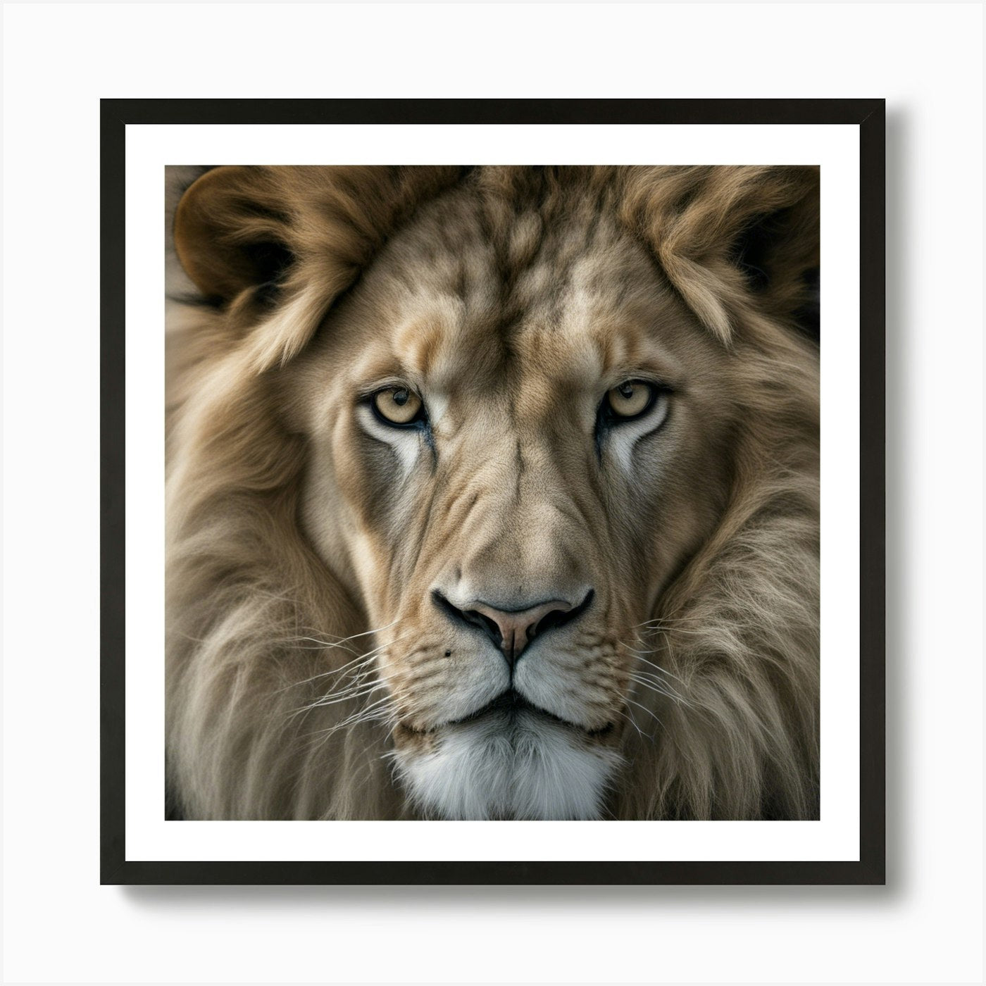 A Close Up Of A Majestic Lion, Capt Framed Wall Art Poster Canvas Print Picture