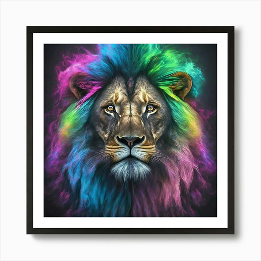 Rainbow Lion 1 Art Print Framed Wall Art Poster Canvas Print Picture