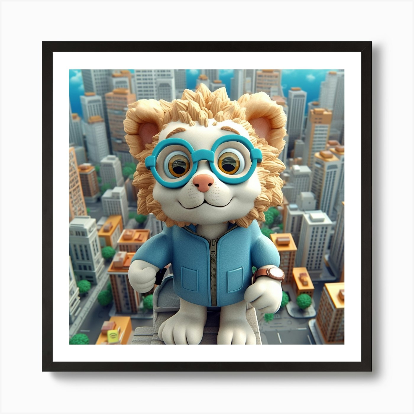 Armadiler City From Above Q3 Lion W Framed Wall Art Poster Canvas Print Picture
